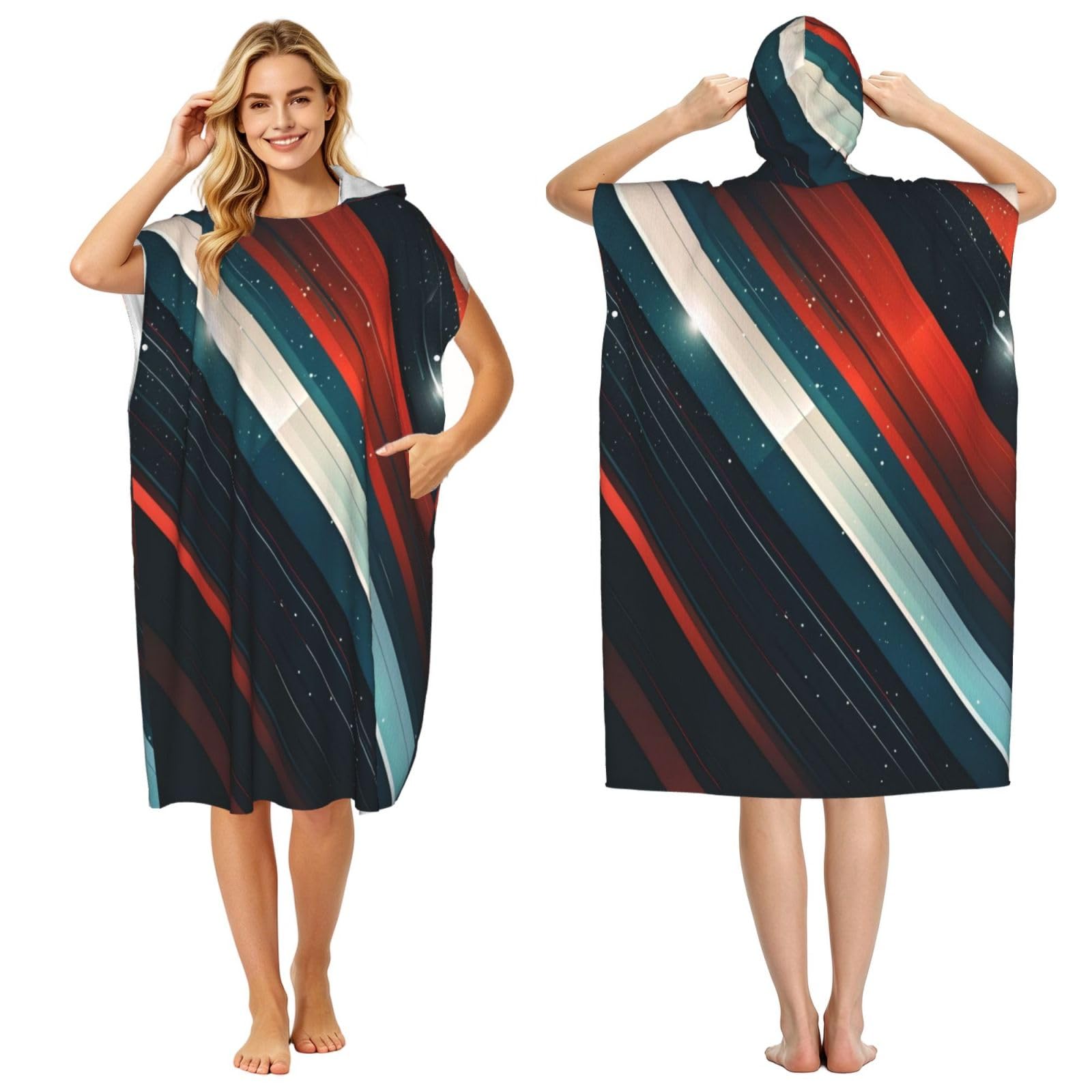 KLGRTJHK Luxembourg Flag Adult Hooded Beach Poncho Towel 43"X35"