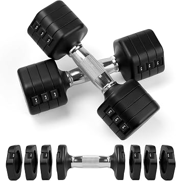 20LBS Adjustable Dumbbells Set, 4 in 1 Free Weights Dumbbells Set, 4lb 6lb 8lb 10lb with Metal Non Slip Handle, Quick Change Women/Men Dumbbell Set for Home Gym Exercise Training