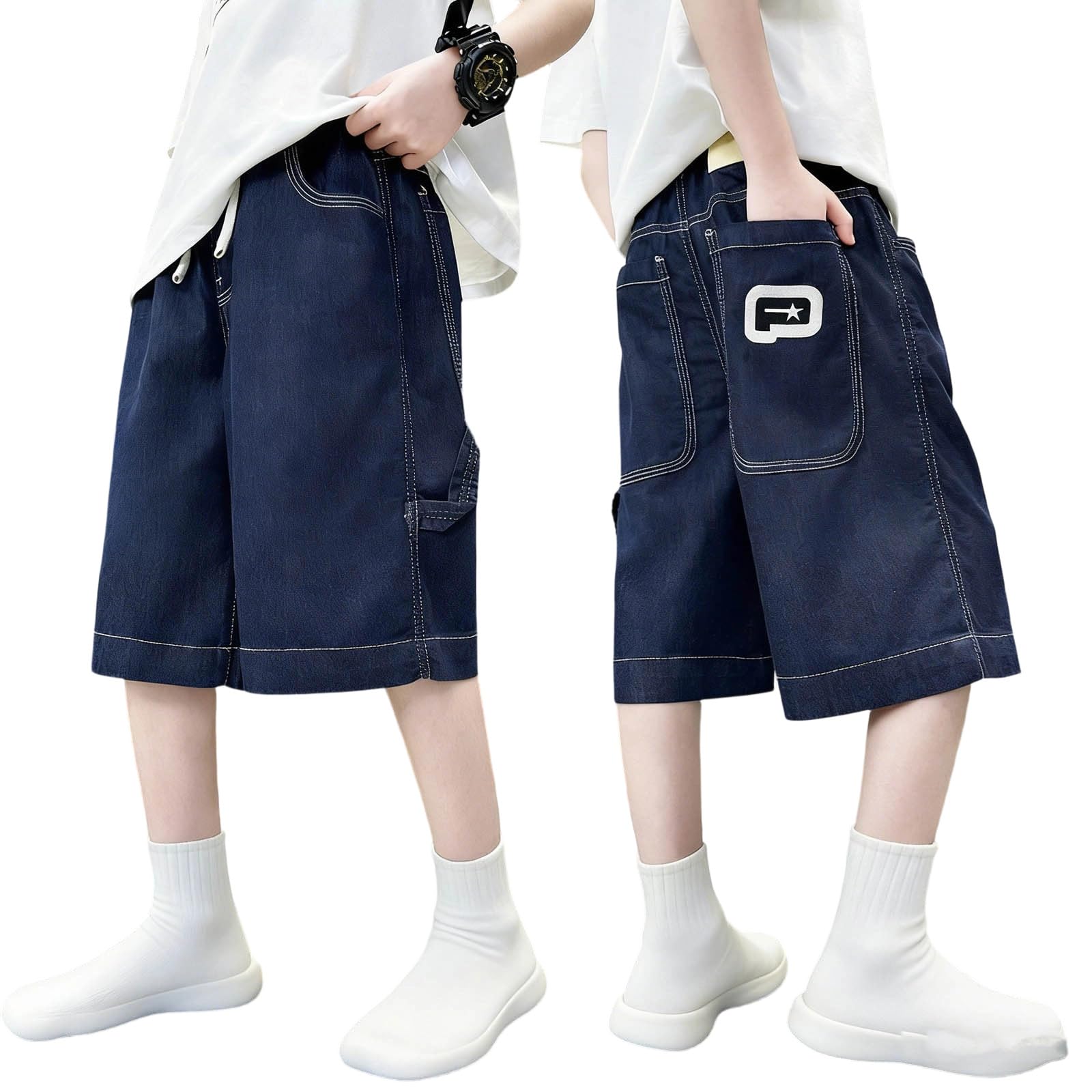 Short jeans enfant garçon style cargo décontracté taille 125 cm - 5