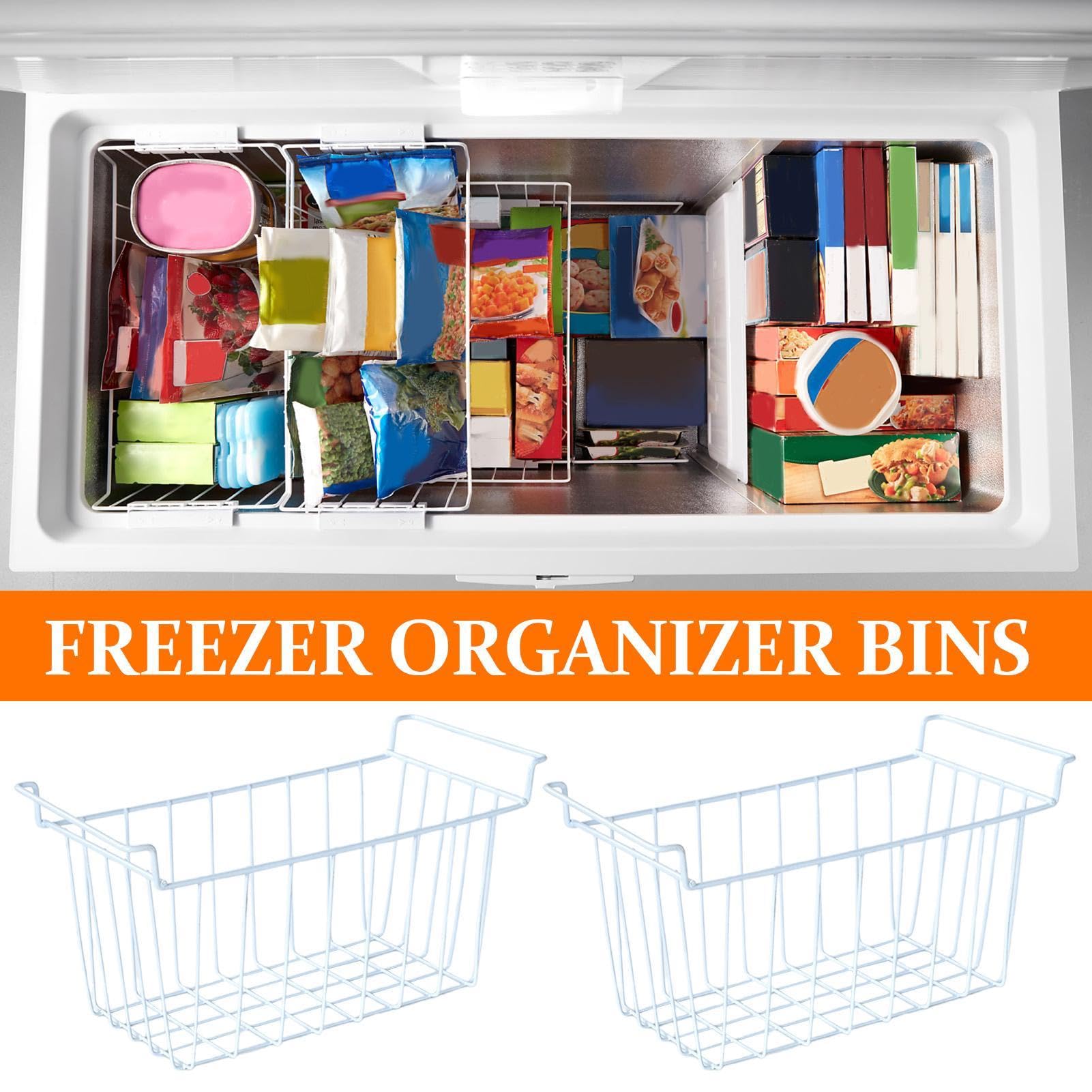 Cestino organizer per congelatore, per congelatori inferiori, cestino portaoggetti in rete , set da 2 pezzi, per carne, verdura, ghiaccio, frutta, dispensa per casa, appartamento, cucina