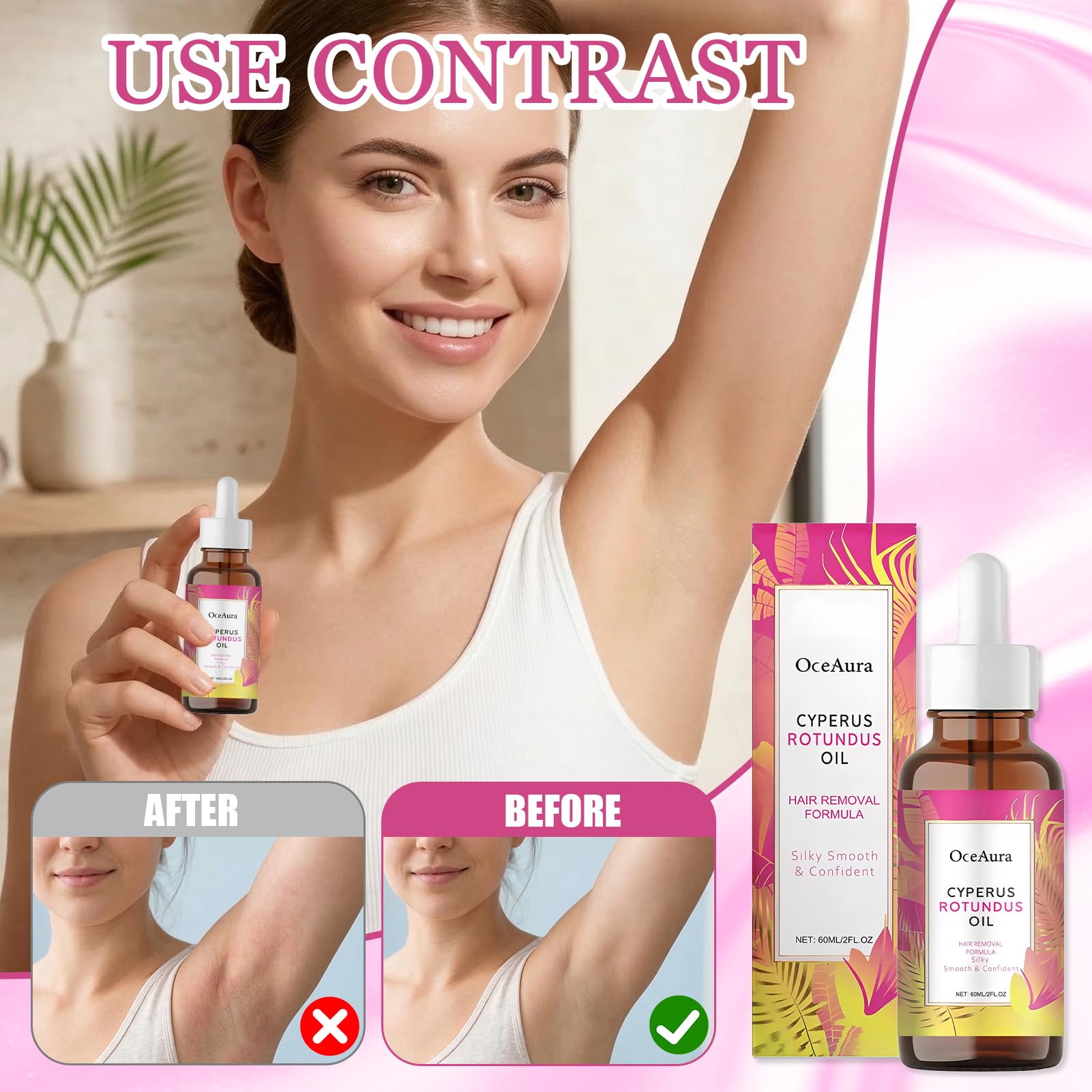 Cyperus Rotundus olejek do depilacji, 60 ml, Pure Cyperu, serum do skóry, redukuje niechciane włosy, nawilżenie i łagodzenie porów CyperusOil & Shrinks, wszystkie rodzaje skóry