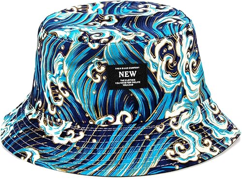 Sombrero de pescador The Great Wave Off Kanagawa Sombrero de pesca Japón Arte de doble cara para hombres mujeres Camping Senderismo Boonie Cap
