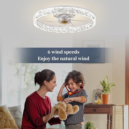 Miniatura 6 de Fszdorj Ventilador de techo actualizado 2023 de 20 pulgadas con luz, ventilador de perfil bajo, ventilador de techo de montaje empotrado, 6