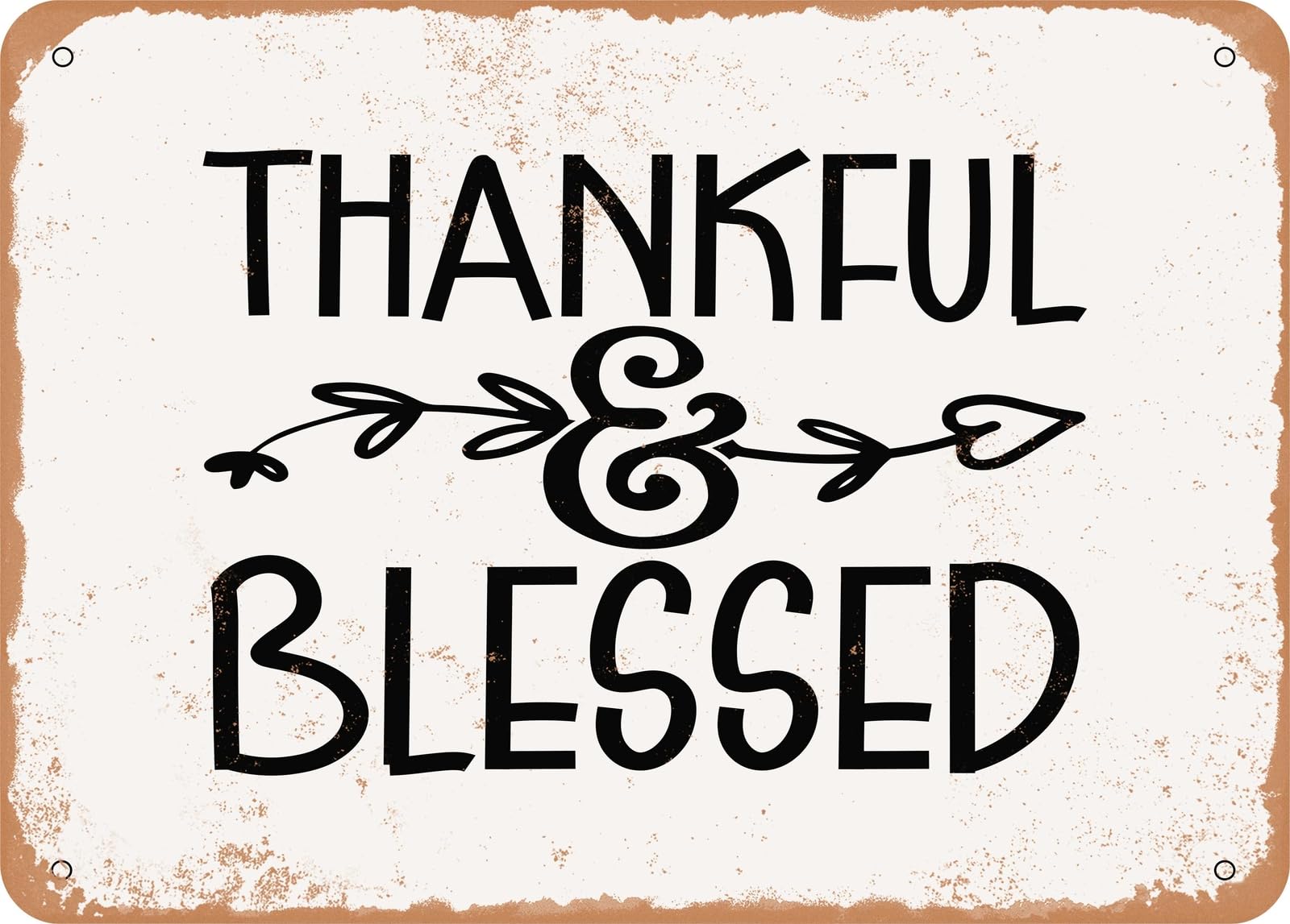 Miaomansenstore Metal Sign - Thankful And Blessed - Vintage Look Sign Home Decor