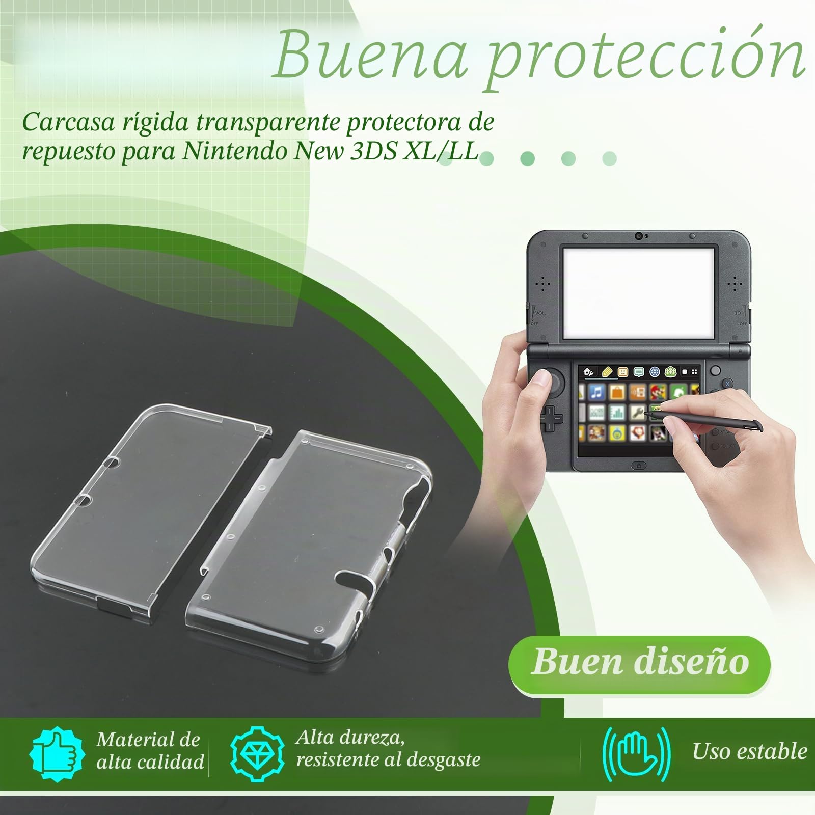 RongZy Funda Protectora para Nintendo New 3DS XL/LL Transparente Carcasa Claro Cristal Duro Caso Cubierta Shell para Nintendo New 3DS XL/LL Juegos Accesorios