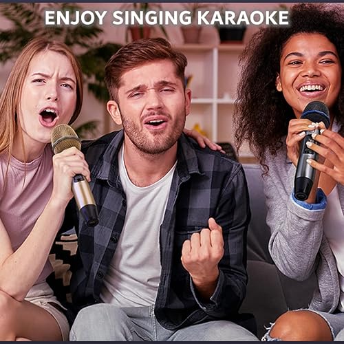 Miniatura 8 de Micrófonos inalámbricos para karaoke micrófono de karaoke profesional dual para cantar, sistema de micrófono UHF dinámico recargable con receptor