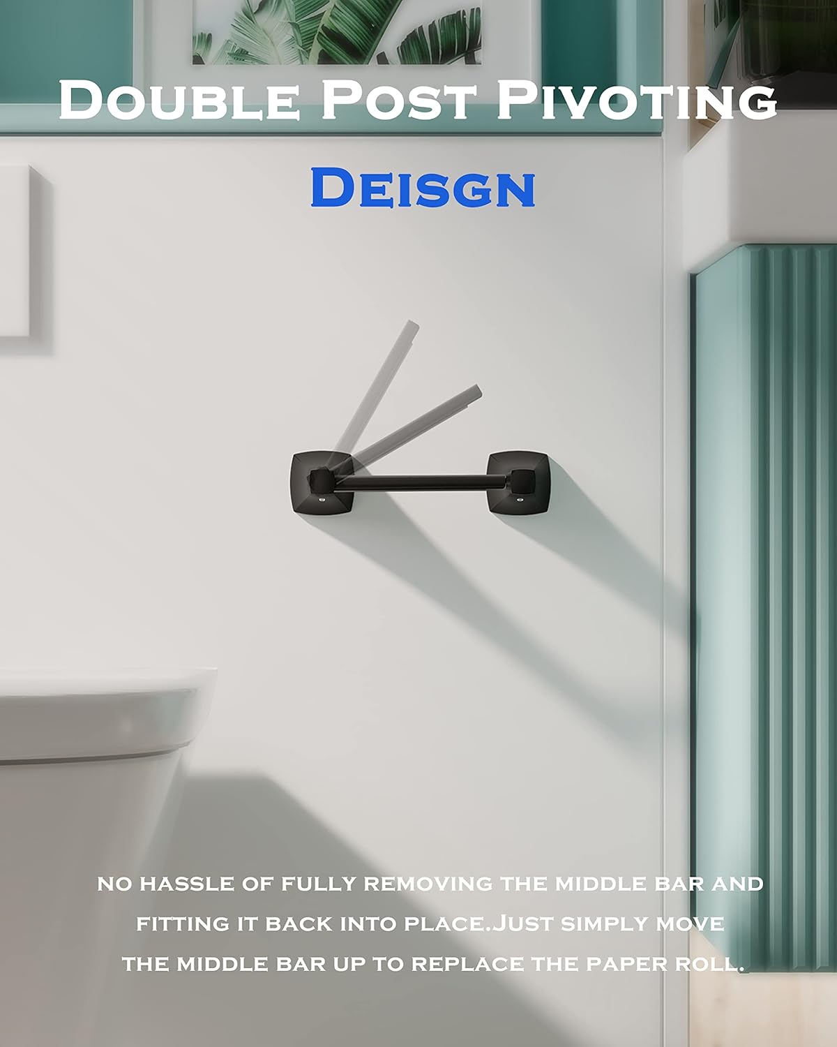 Bathroom Hardware Set 2 Pieces Toilet Paper Holder and Hand Towel Ring Wall Mounted Stainless Steel and Zinc Alloy Matte Black