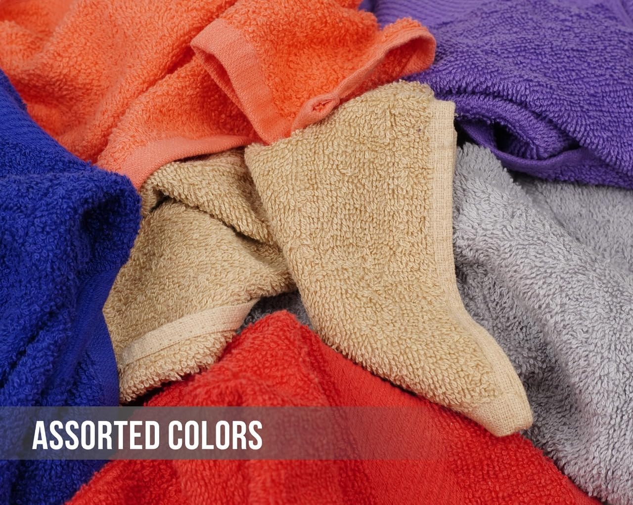ZUPERIA 100% Cotton Bath Wash Cloths 24 Pack - 12" x 12"- Highly Absorbent Soft Washcloths for Face, Gym Towels, Hotel Spa Quality, Reusable Multipurpose (Dark, Light & Bright Colors)