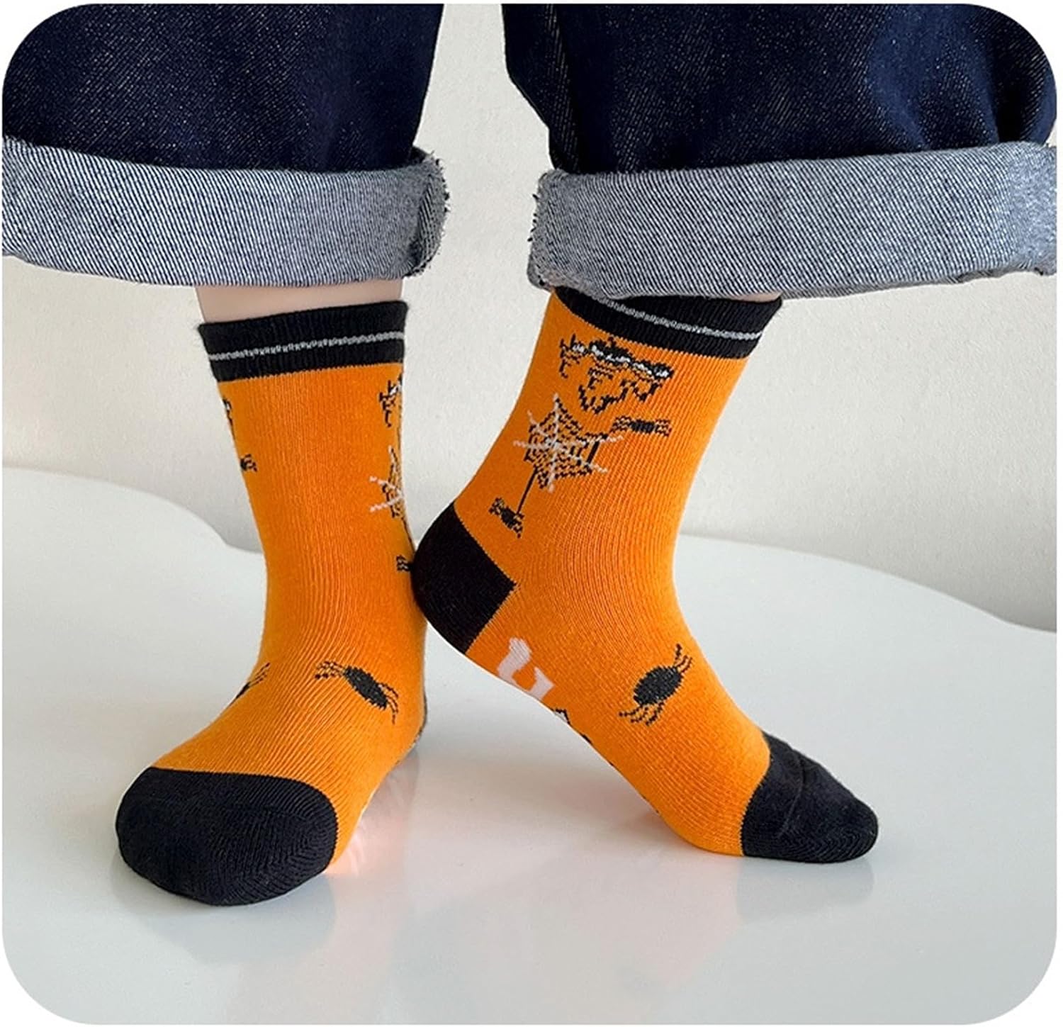 Mud Kingdom 5 Pairs Girls Boys Cotton Crew Socks for 1-3/3-5/6-8/9-12 Years Old Ruffled Cute Cartoon