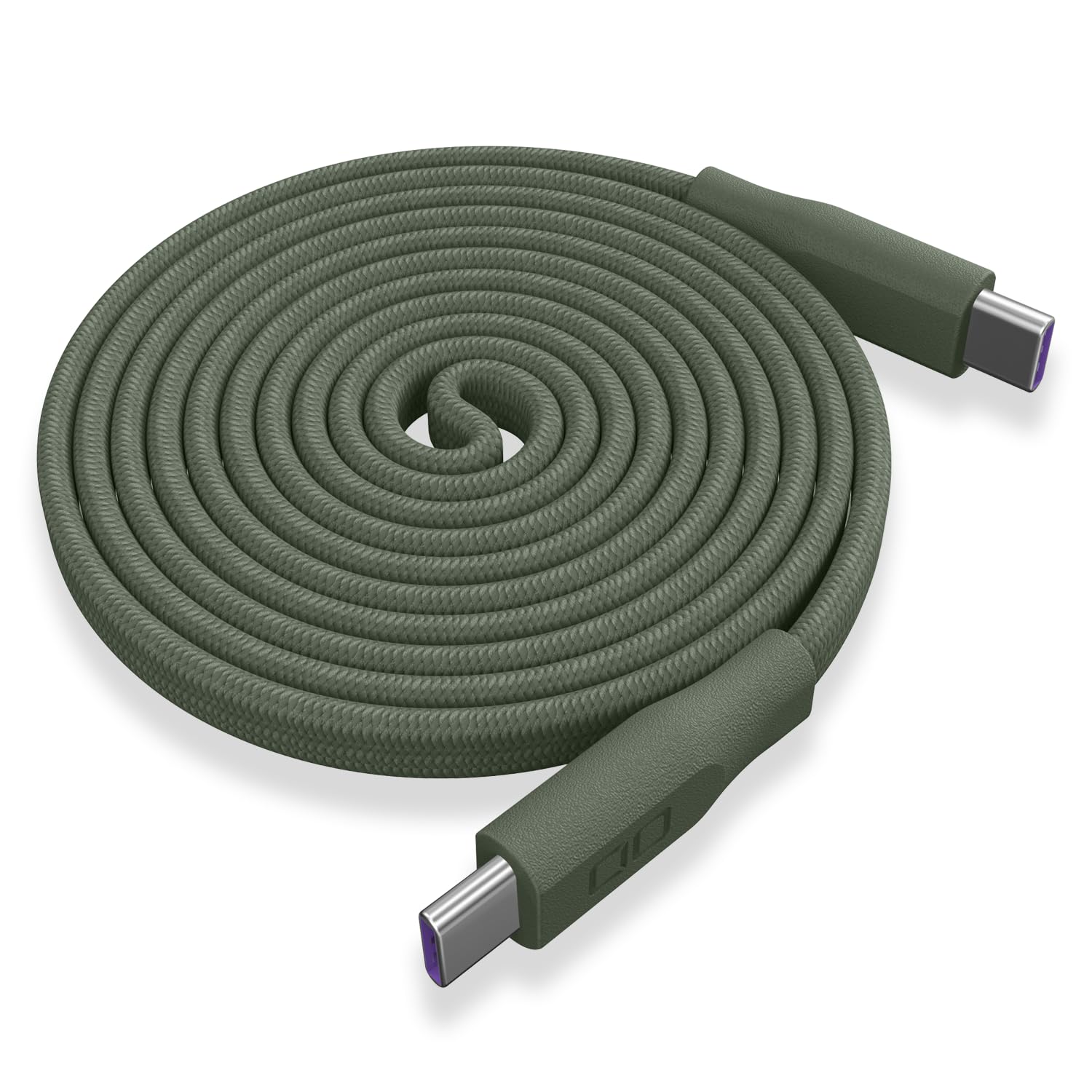 CIO フラットスパイラルケーブル CtoC (Type-C/USB-C) PD 急速充電 平型 磁石 マグネット吸着 まとまる 充電ケーブル PD 240W データ転送 480Mbps 形状記憶 iPhone 17 / 16 / 15 Macbook Pro/Air/iPad用/ノートパソコン Galaxy Google Pixel Android (モスグリーン, 1.5m)
