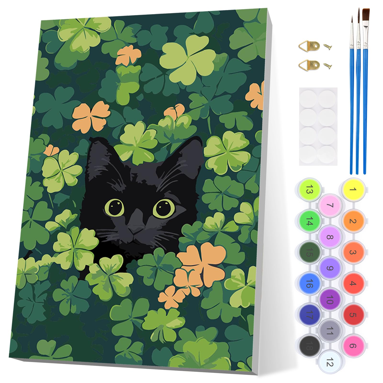 EOBROMD Cat Garden Paint by Numbers for Adults Beginner with Frame, Animal Paint by Numbers Kits, Acrylic Easy Painting by Numbers for Gift Home Wall Decor 8x12in