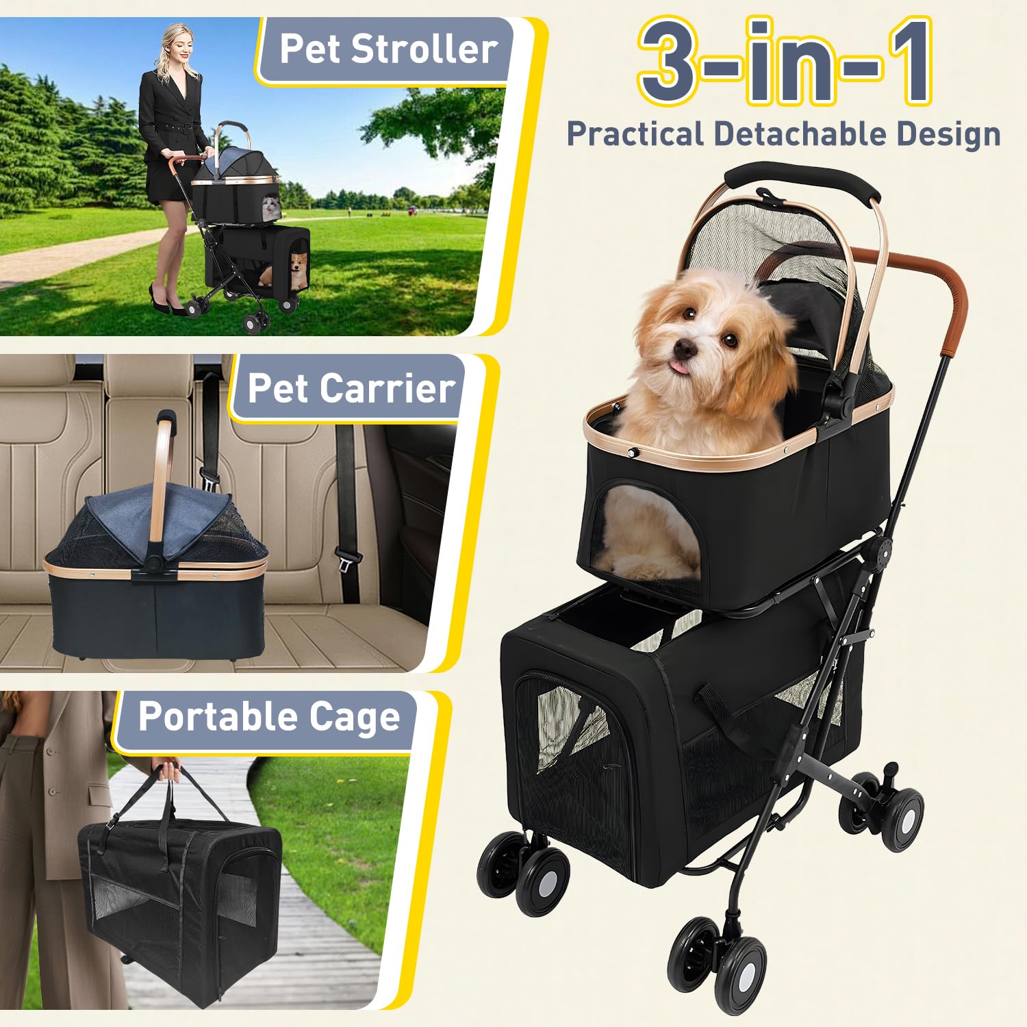 Ultimate Comfort: The Double Pet Stroller for Your Furry Duo!