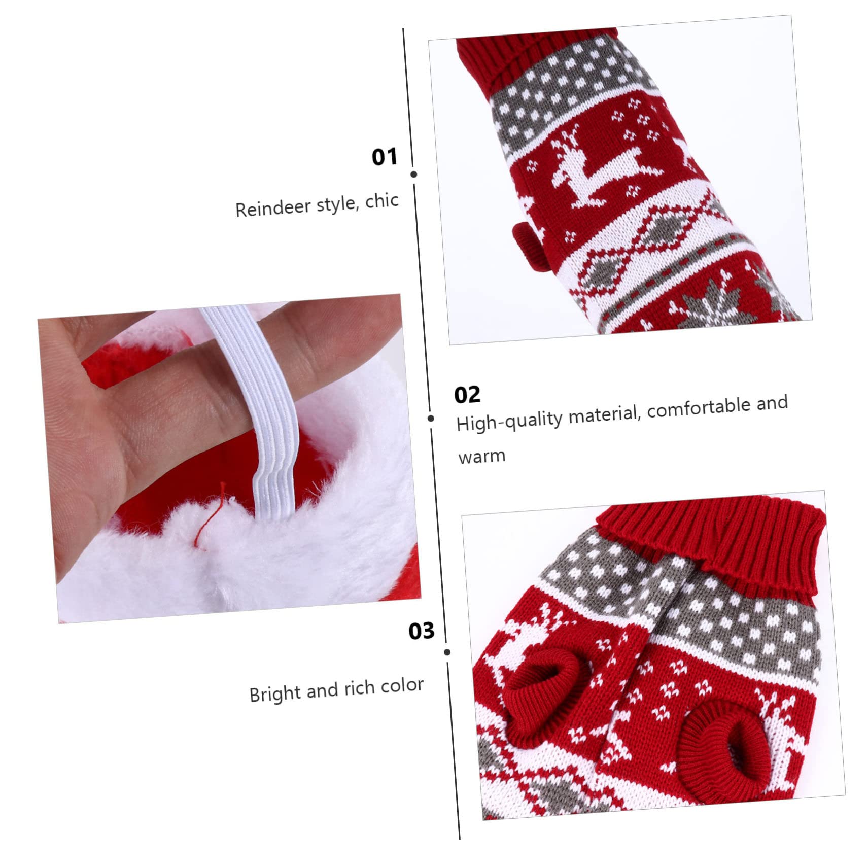 INOOMP 3 Set Di Abbigliamento Per Animali Domestici Con Tema Natalizio Adorabile Maglione Per Cani Con Renna E Cassaforte 2 Pezzi * 3