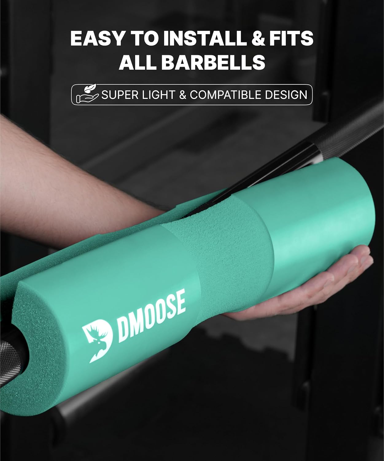 DMoose Fitness Barbell Pad for Hip Thrust, Squat & Lunges - Non-Slip Thick Foam Cushion for Neck and Back Support with Two Straps - Hip Thrust Pad for Leg Day - Fits All Olympic Bars and Smith Machine