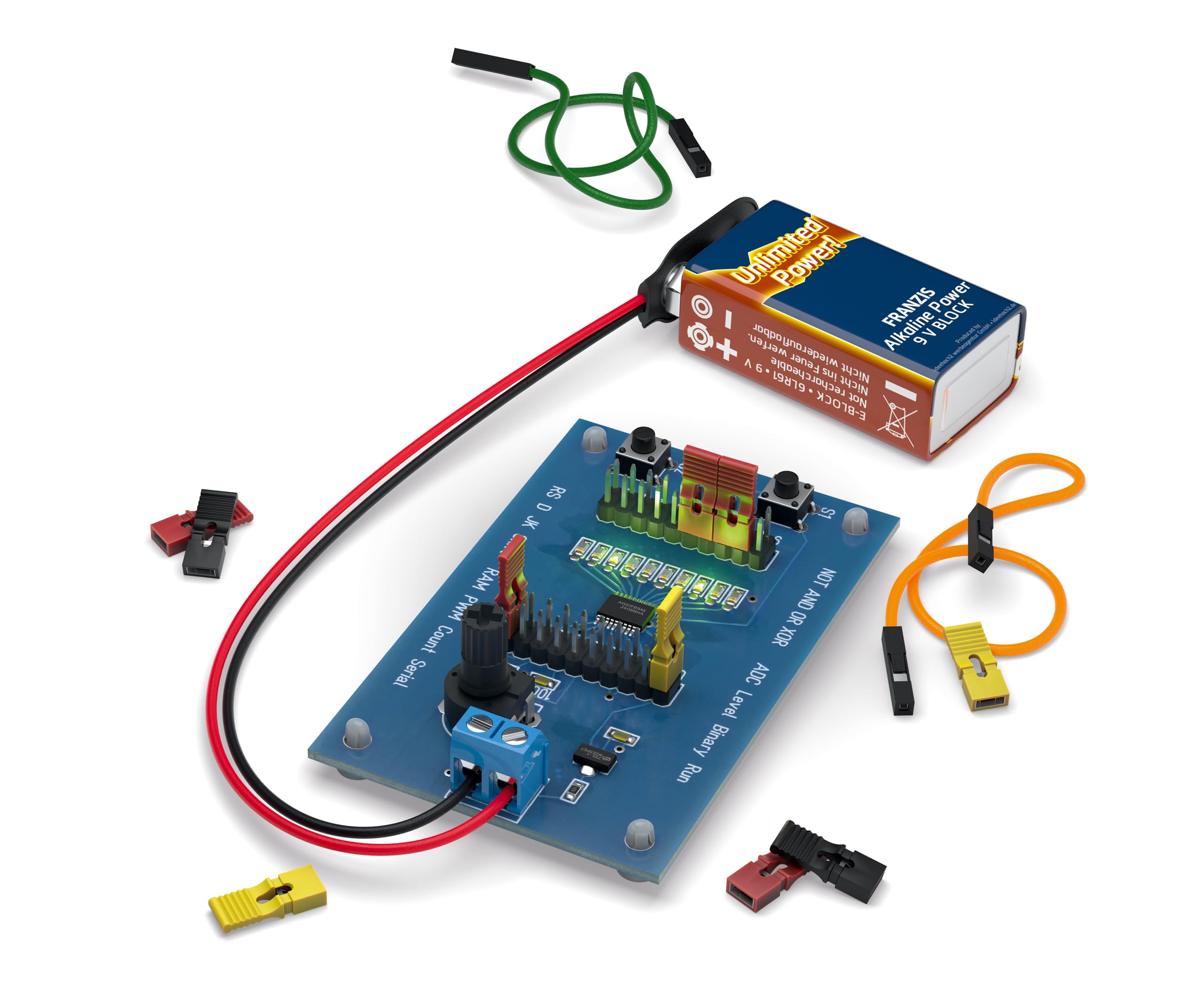 FRANZIS 67204 - Lernpaket Grundschaltungen der digitalen Elektronik - Komplettset für 72 Praxis-Projekte, inkl. Handbuch