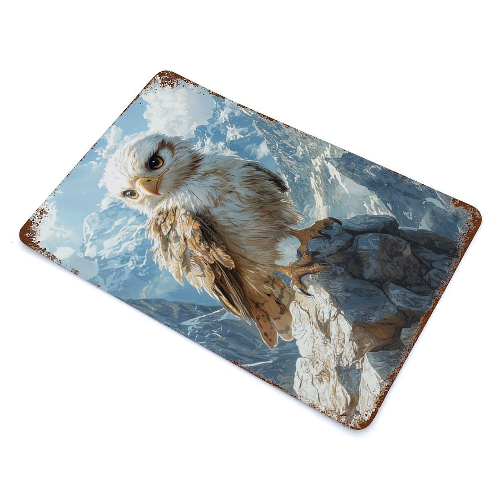 Eagle on Mountain Peak Vintage Rust Metal Sign 11.8"x7.9", for Pub, Kitchen And Man Cave Decor, Rustic Home Decor