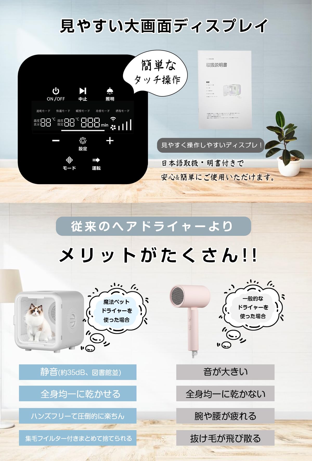 Amazon.co.jp: VERILADY ペットドライヤーハウス ペット乾燥機