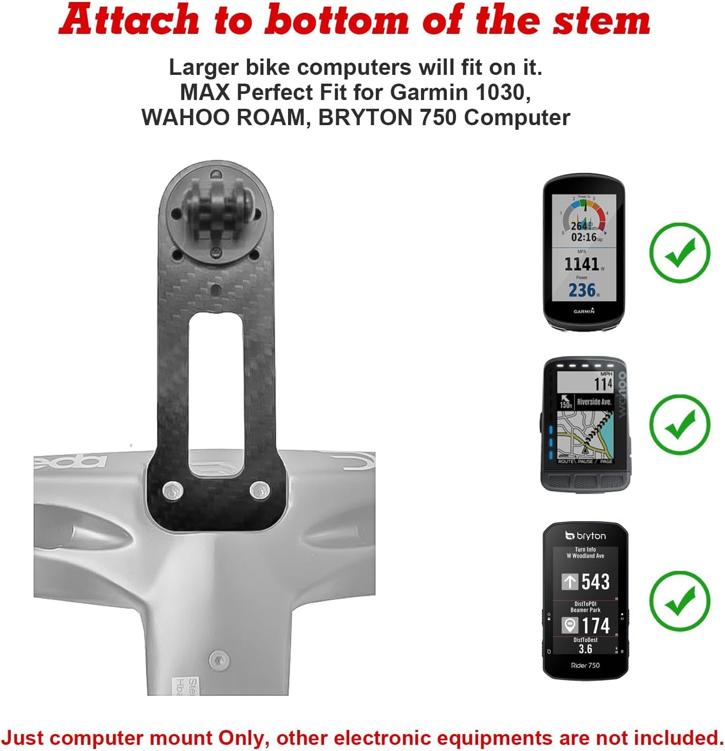 x xotic tech Computer Mount Holder Compatible with DEDA ALANERA Integrated Cockpit Handlebar, Compatible with Garmin Edge 1030 or Wahoo ROAM or Bryton 750