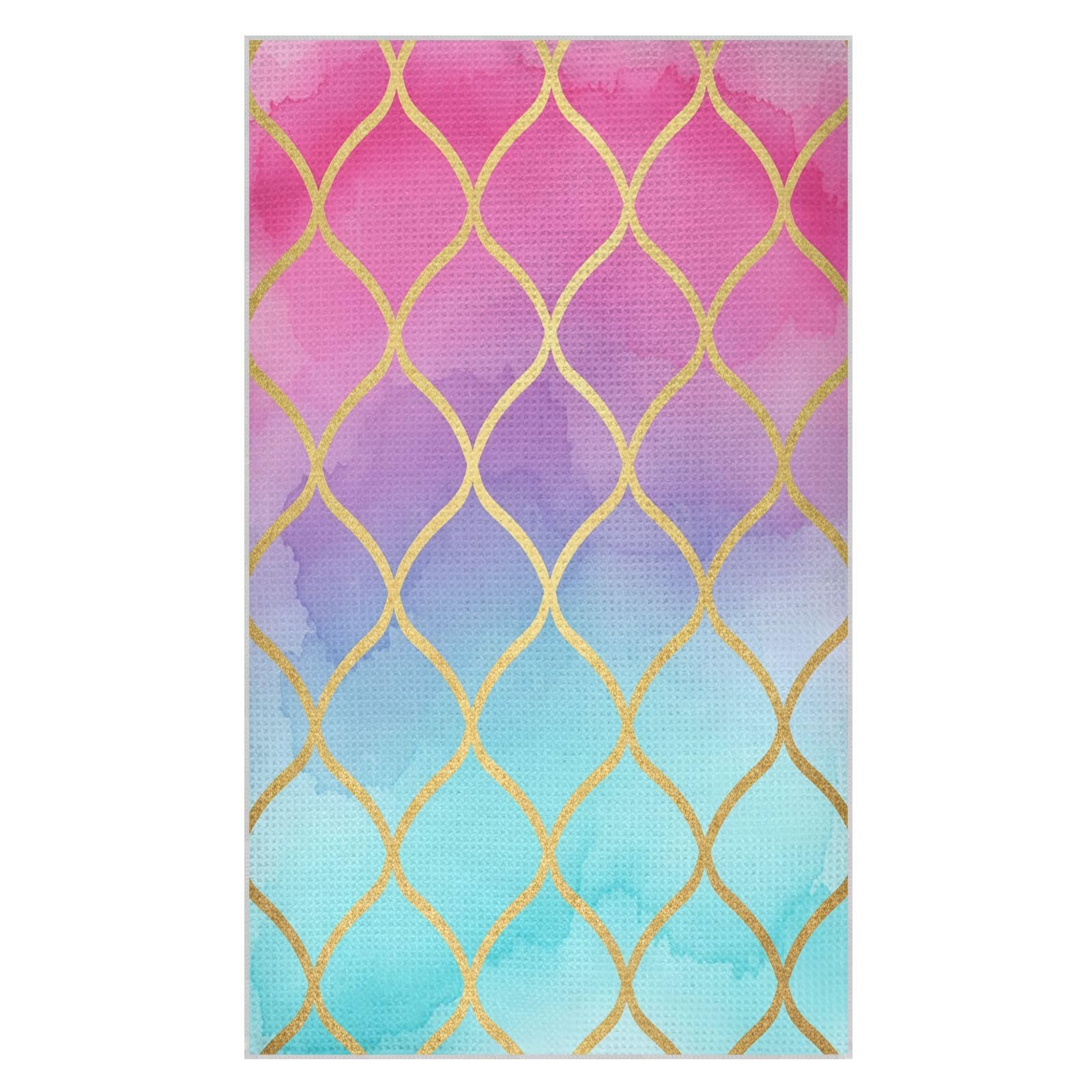 BURSTDDY Colored Fish Scales Kitchen Towels,Absorbent Dish Towels 1 Pack