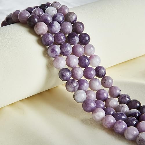 Miniatura 6 de 45 cuentas de lepidolita de 0.315 pulgadas (0.315 in), cuentas de piedras preciosas naturales redondas sueltas para hacer joyas