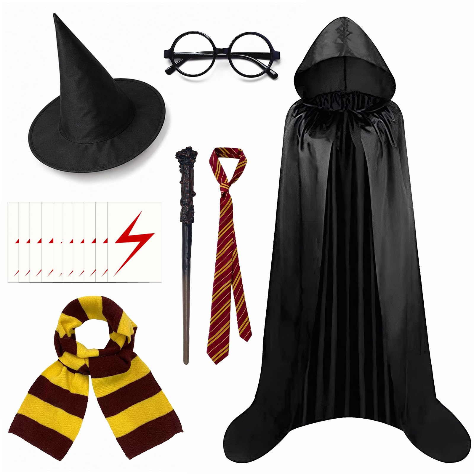 BORISCA 7 PCS Wizard Costume Set, Reusable Wizard Accessories Adult