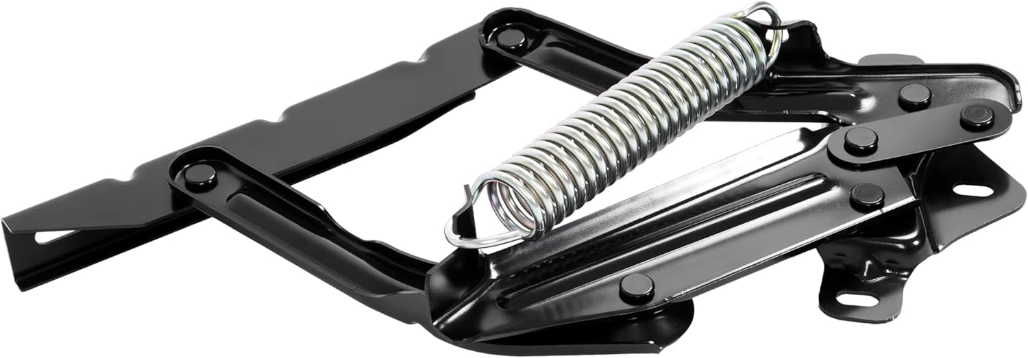 Driver Side Hood Hinge Compatible with 1973-1979 Ford F100 F150 F250 F350, 1978-1979 Bronco Springs Brackets Steel Electrophoresis Primed Black Left