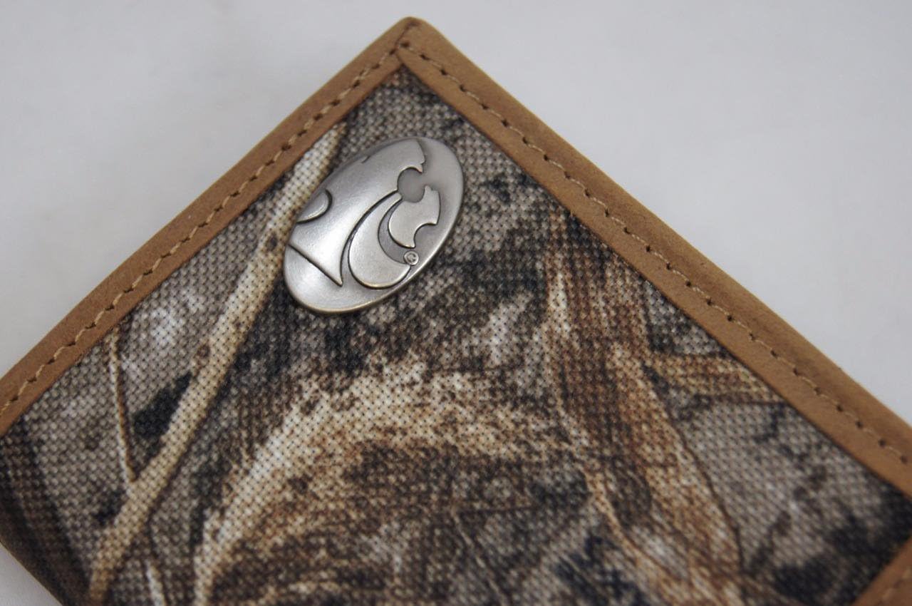 Realtree Kansas State Wildcats Trifold Max-5 Camo & Leather Wallet w/Metal Concho - Zep-Pro - NCAA