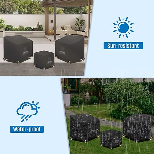 Miniatura 6 de SIRUITON Juego de 3 fundas para muebles de jardín de patio al aire libre con tela 420D duradera y resistente al agua, apta para juegos de muebles de