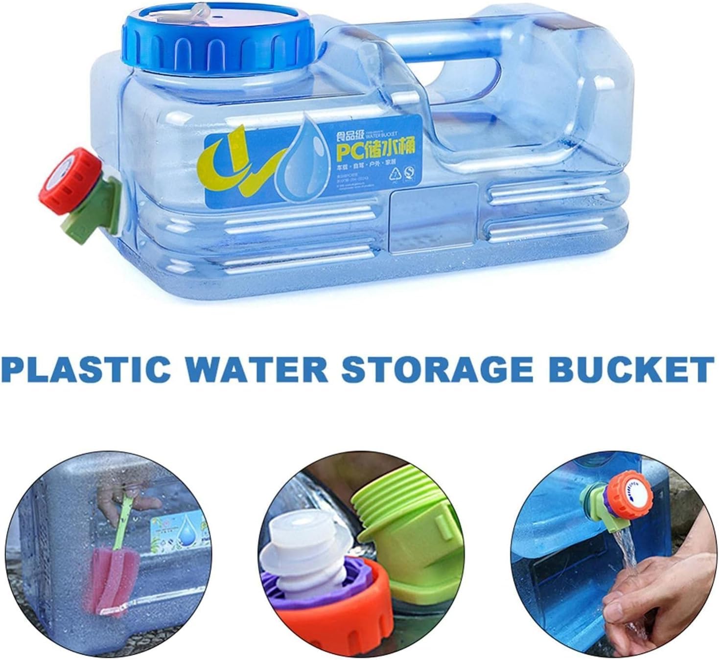 plastic water storage tank,Portable Water Tank, Camping Water Bucket5.5L Portable Outdoor Water Bucket with TapTravel Water Storage Container with HandleBPA Free Cube Water Carry Tank for (Size : 2PCS