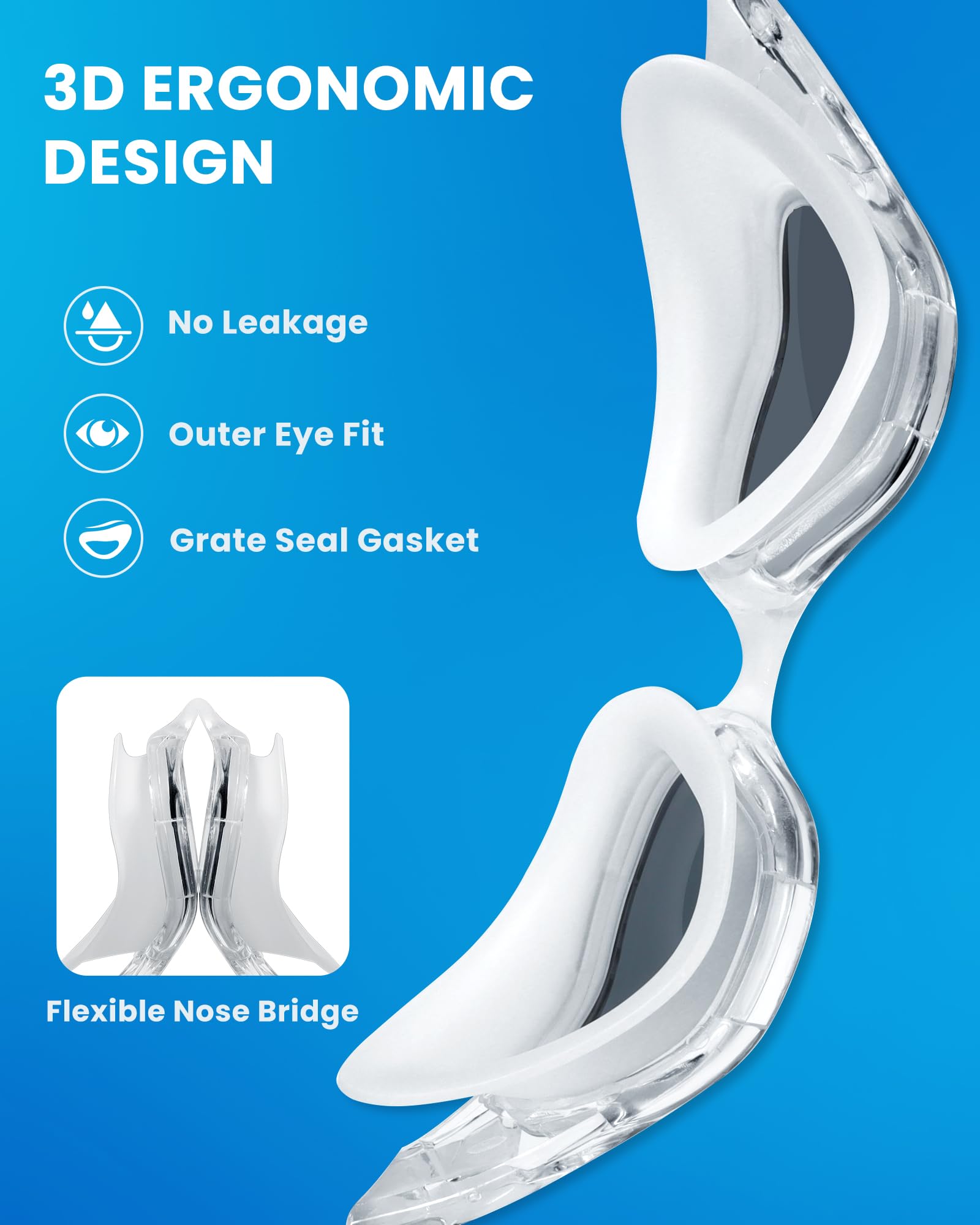 Freela Occhialini da nuoto polarizzati, unisex, per adulti, protezione UV400, anti appannamento, ampia visione chiara a 180°, per uomini, donne, giovani