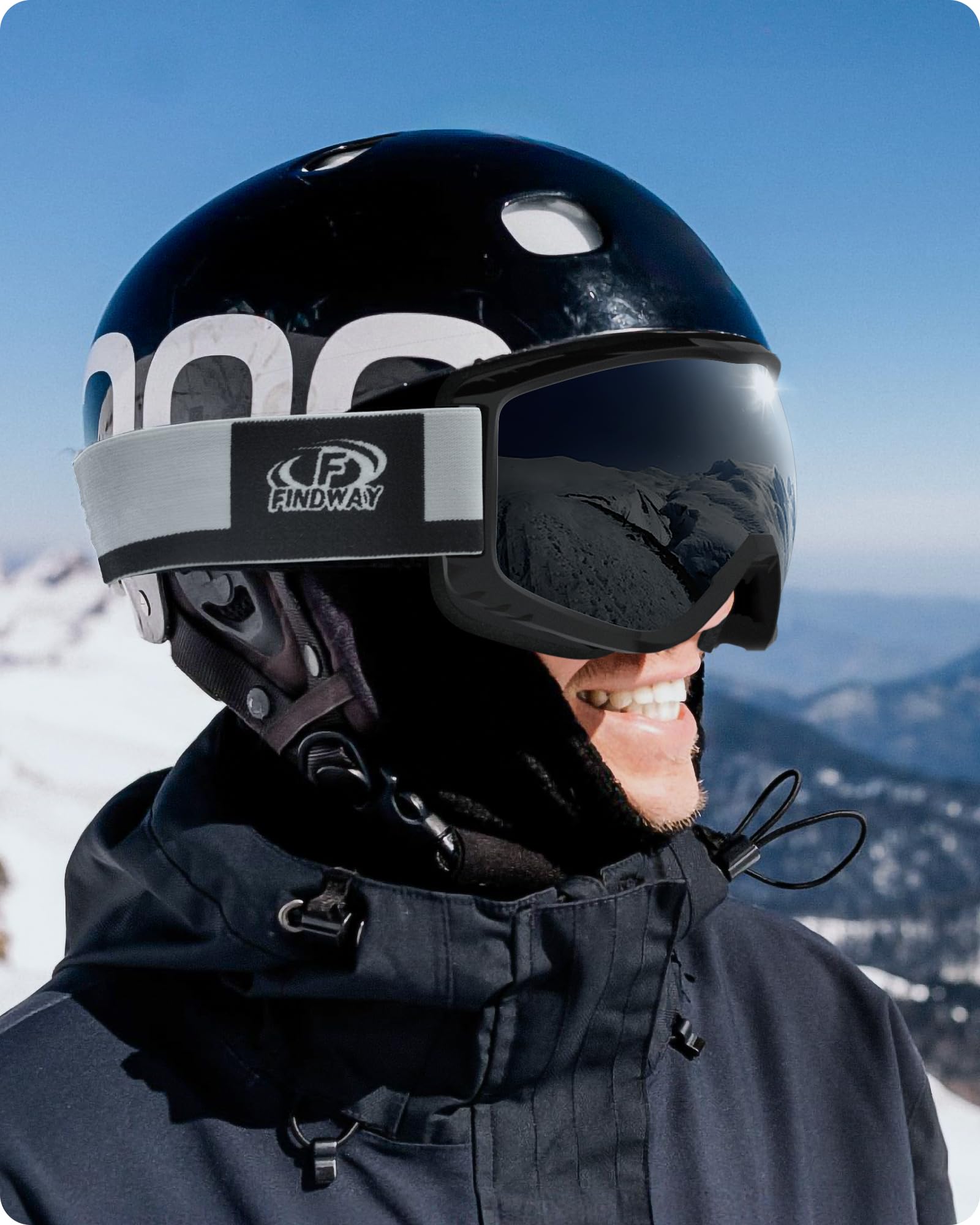 Findway Maschere da Sci, Occhiali Sci Donna Uomo, Maschera da Snowboard e Sci per Occhiali da Vista OTG,Anti-UV Protezione UV Anti-Nebbia Specchiato Sfericamente