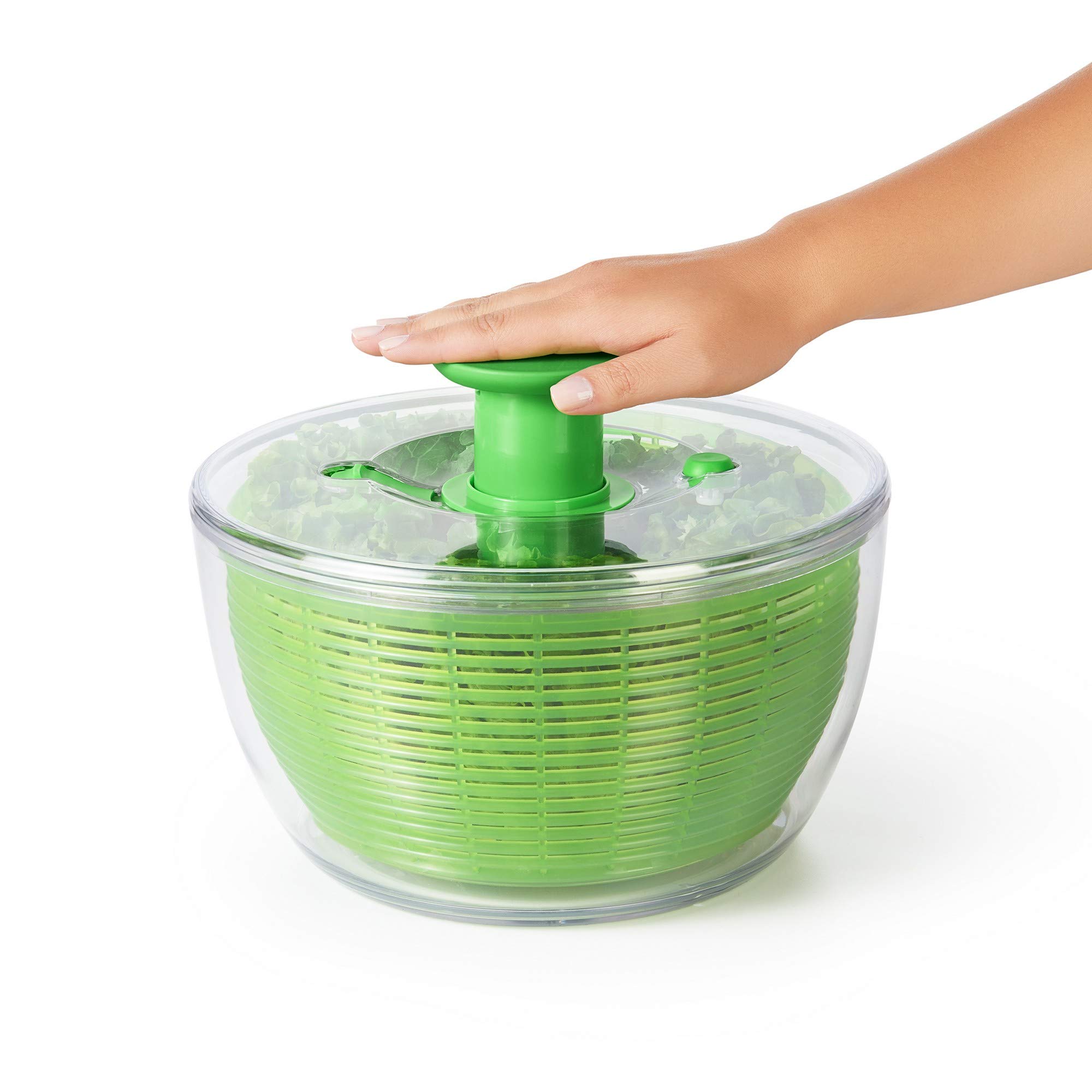 OXO Good Grips Salatschleuder mit Sieb und Deckel, grün – zum Trocknen von Salat