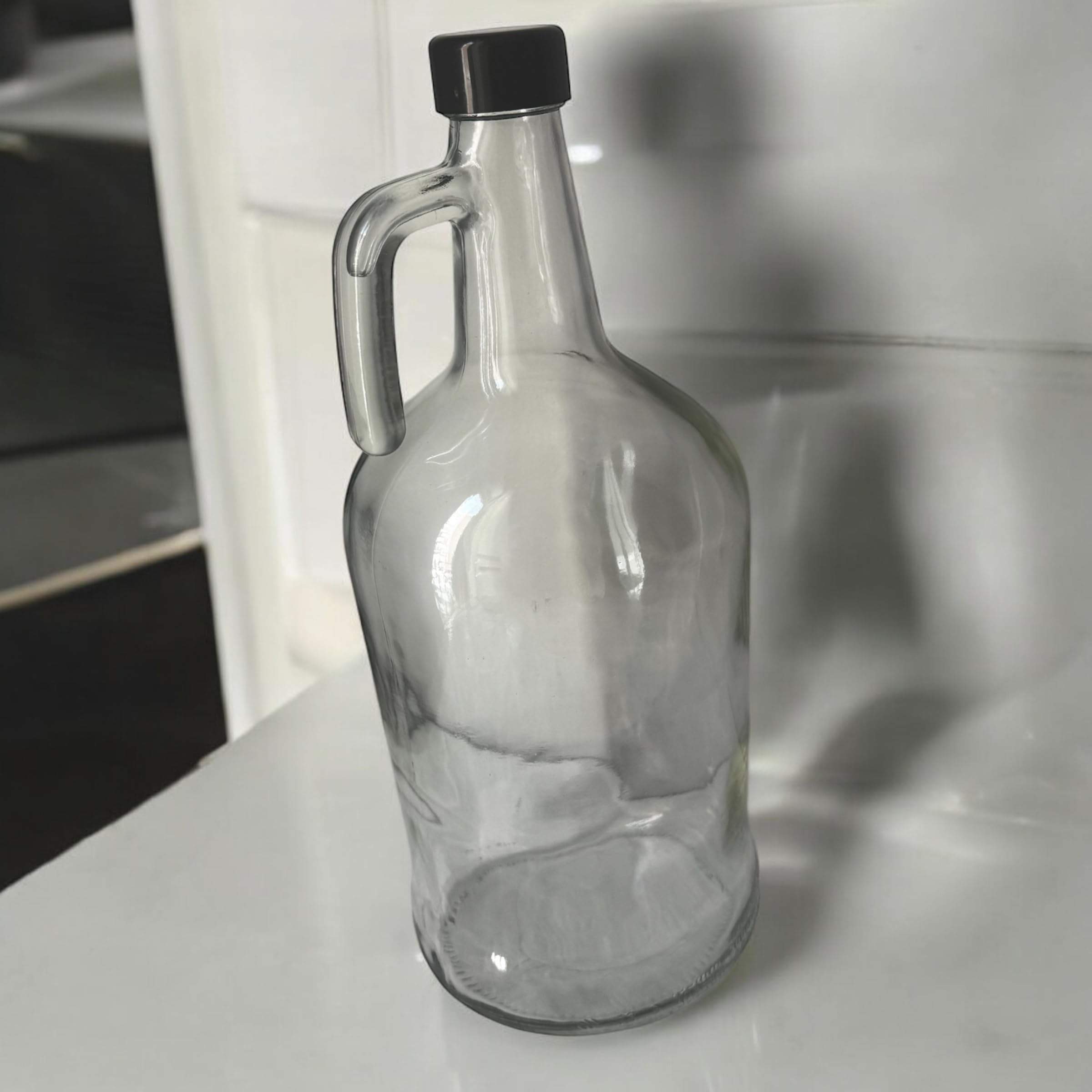 3 Litre Cam Galon Şişe-Sürahi – Sızdırmaz Kapaklı, Geniş Ağızlı Saklama Kabı | Ev Yapımı İçecek, Zeytinyağı ve Sirke İçin Uygun