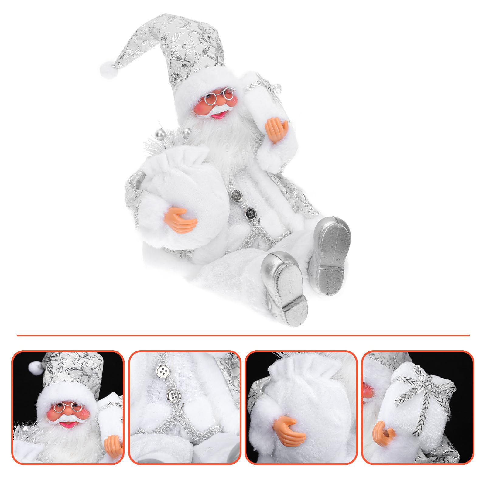 Didiseaon 4 Piezas Adorno Navideño de Papá Noel de Resina Blanco, Figura
