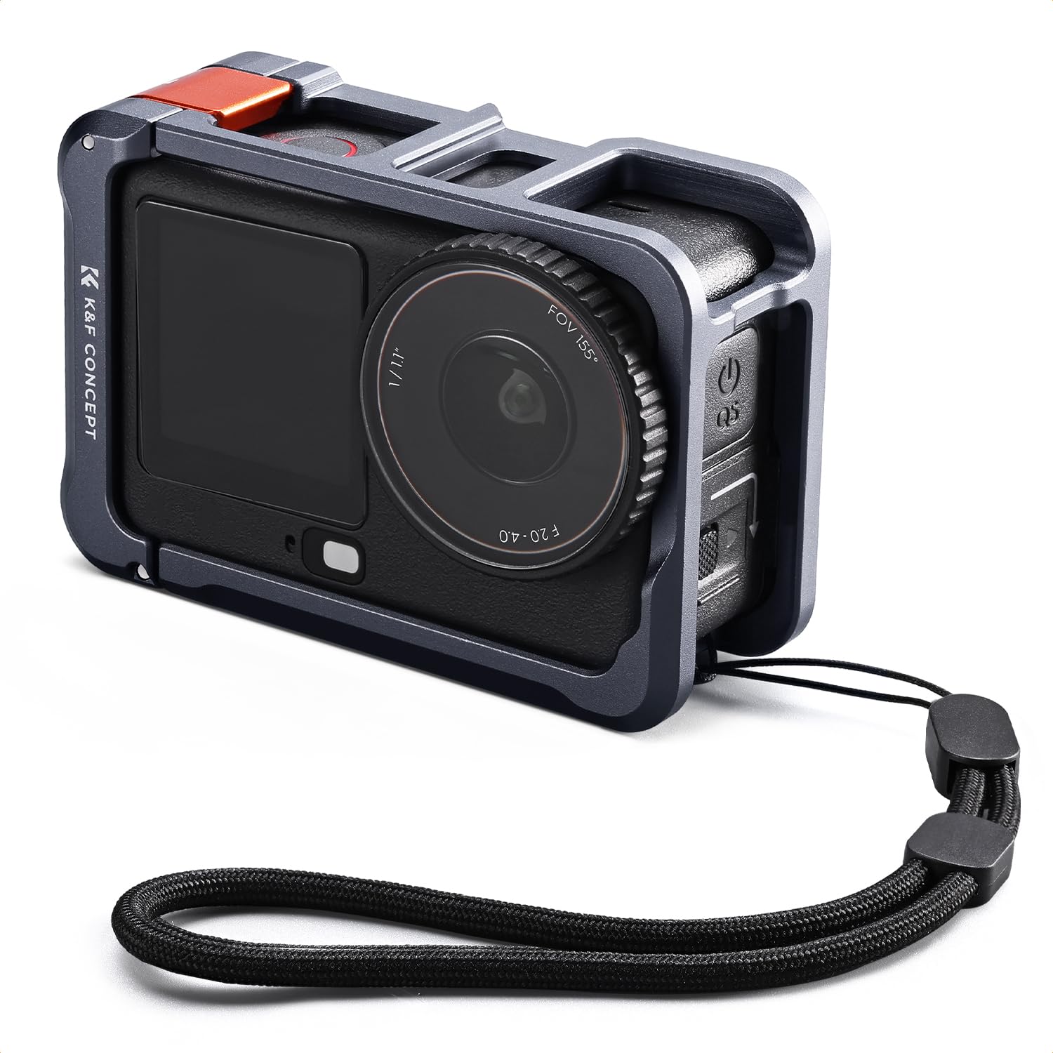 K&F CONCEPT Leichter Kamerakäfig aus Aluminiumlegierung für DJI Osmo Action 6, Schutzrahmen mit Schnellverschluss, Aluminiumgehäuse mit Blitzschuh, 1/4"-Gewinde, Auslösetaste, DJI Osmo Action 6 Case
