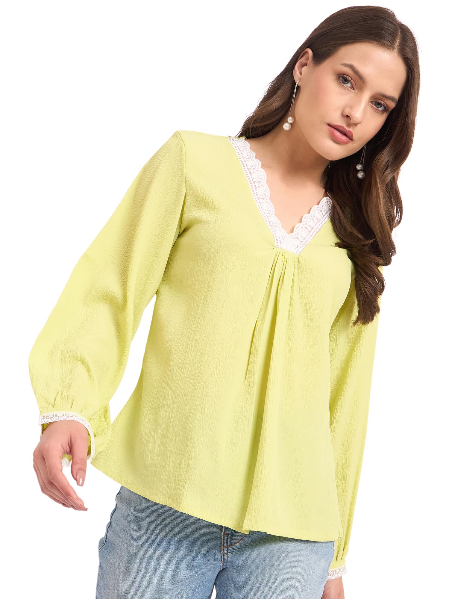 shewill Self Design Lace A-Line Top – Stylish Ethnic & Western Tops for Women – Summer Travel Wear, Trendy Tops for Jeans, Lightweight, Comfortable, Elegant & Chic Look-picture-21