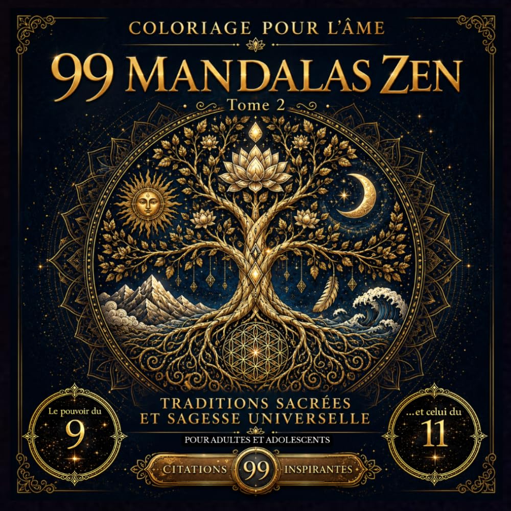 99 mandalas Zen - Tome 2: Coloriage pour l'âme | Inclus : 99 citations Zen inspirantes | Cadeau idéal pour amateurs d'art | Monde de sérénité | ... | Créativité | Pour adultes et adolescents