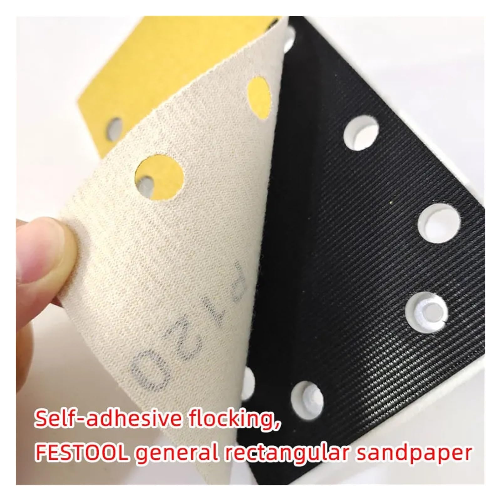 Carta abrasiva, Levigatrice for velluto con retro floccato autoadesivo a 8 fori da 95/180 mm