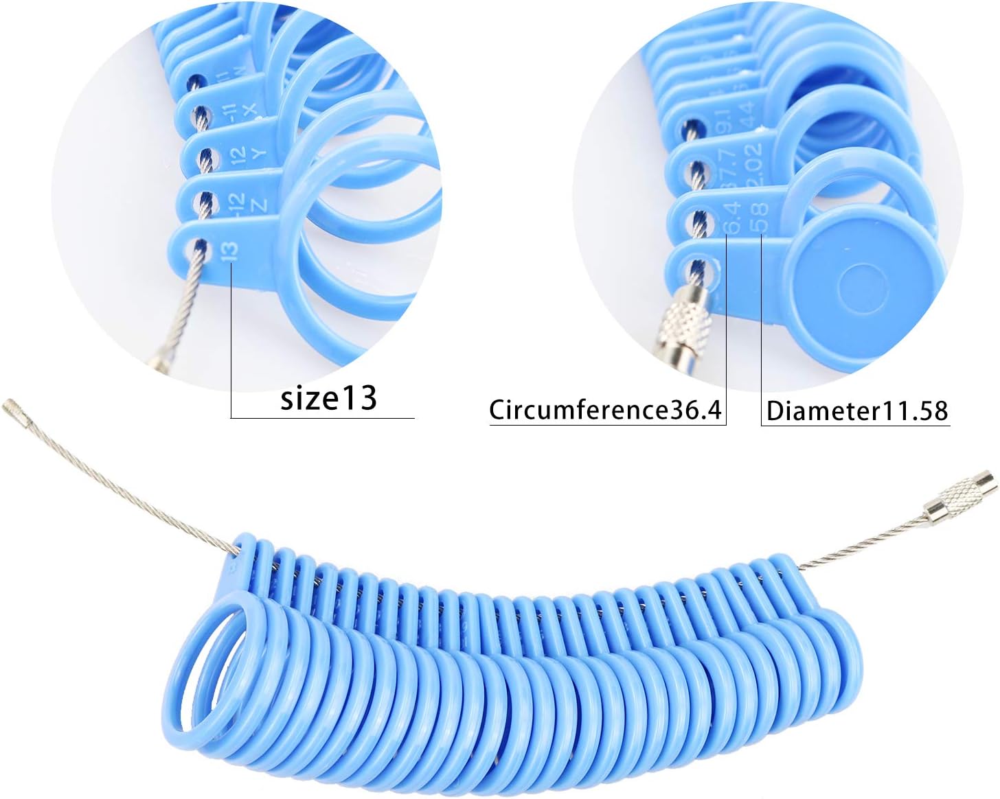 Pupuka Ring Sizer US Size 1-13 with Half Size Blue Plastic Measuring Ring Tool Jewelry Sizers Finger Gauge Tool 27 Pcs