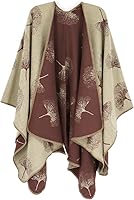 Vista 102 de Poncho chal para mujer, suéteres suaves y cálidos para mujer, parte delantera abierta, poncho de viaje para otoño, invierno y primavera