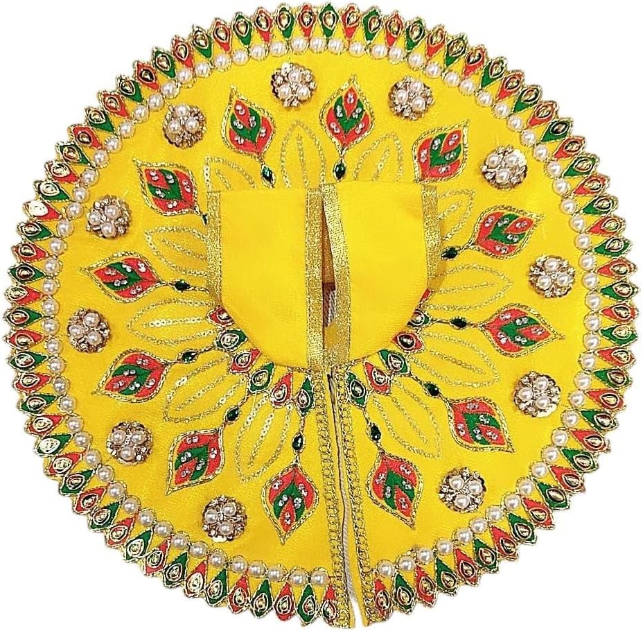 Laddu Gopal Heavy Dress Size 5 with Pagdi, Mala and Bansuri l Ladoo Gopal Dress l Kanha Ji Dress |Thakur Ji Bal Gopal Poshak Size 0 1 2 4 5 6 (D.Yellow)
