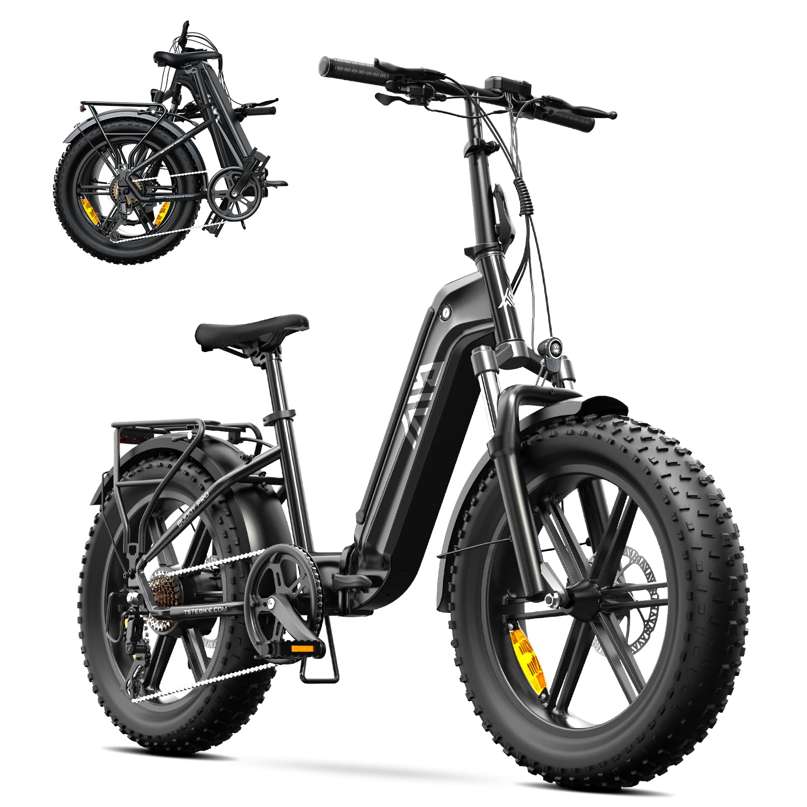 TST Klapprad E-Bike für Damen und Herren mit App-Steuerung & Federung, 20" Klappfahrrad E Bikes Fatbike All-Terrain Elektrofahrrad 250W Motor 48V 15Ah Akku, 40KM Reichweite 25Km/h Ebike