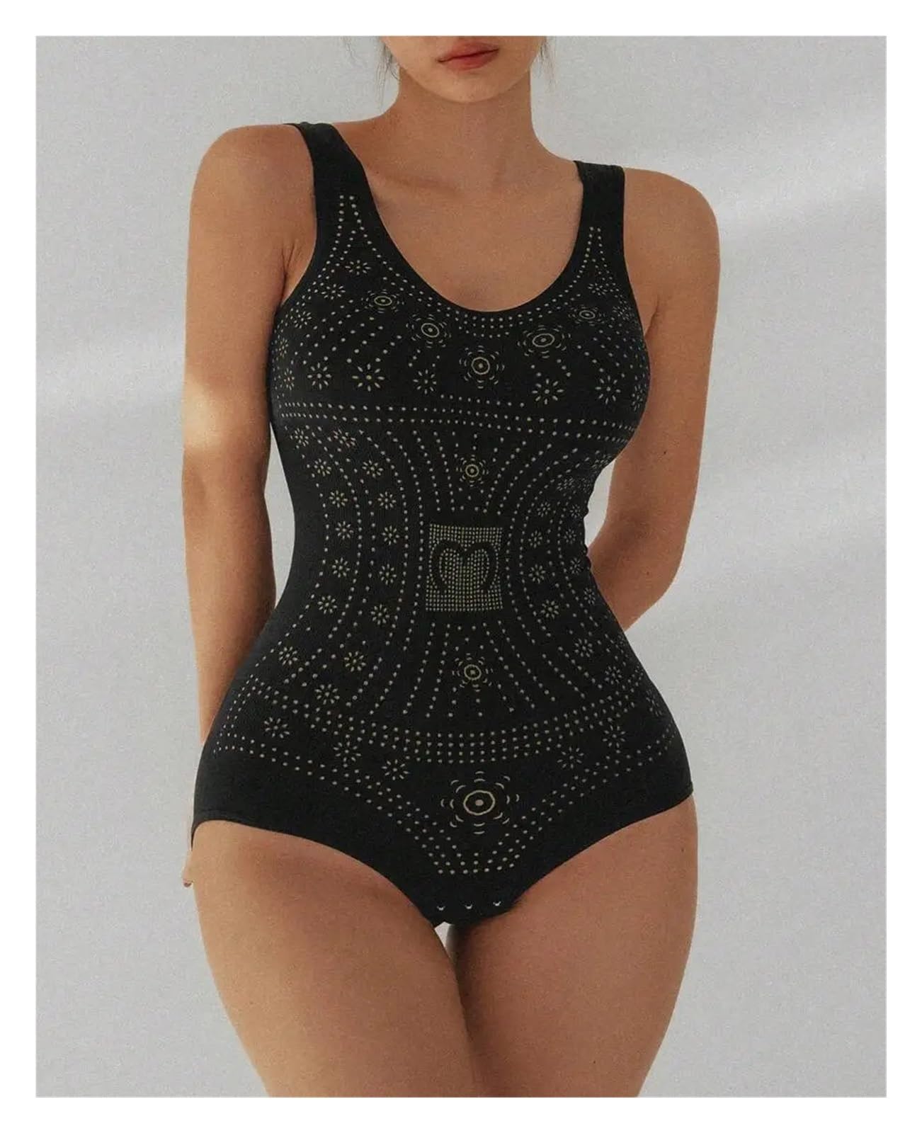 Faja Moldeadora de Talla Grande para Mujer, Body con Entrepierna Abierta, Ropa Interior Adelgazante Estampada, corsé Moldeador posparto sin Costuras, Talla 5XL (XSS)