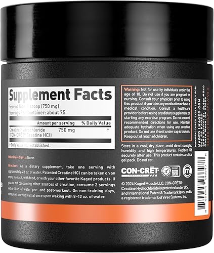 Miniatura 9 de Kaged Cápsulas de creatina HCl  Sin sabor  Suplemento de construcción y recuperación muscular  Fórmula patentada  Altamente soluble  Polvo en forma