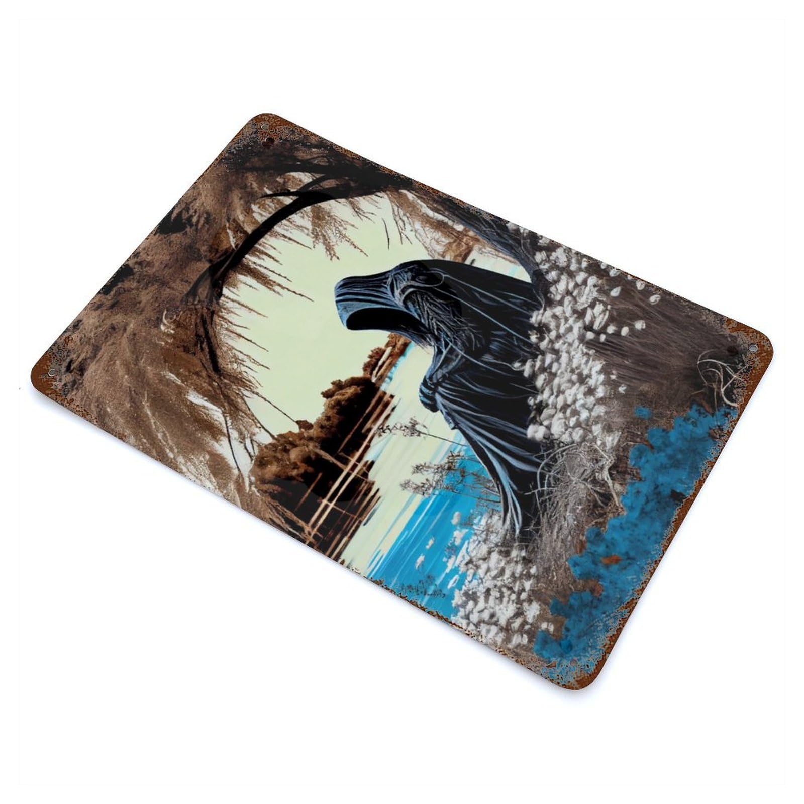 Rust Effect Death Amid Life Distressed Metal Wall Sign 11.8"x7.9", Decorative Metal Wall Art for Living Room, Hallway And Home Decor