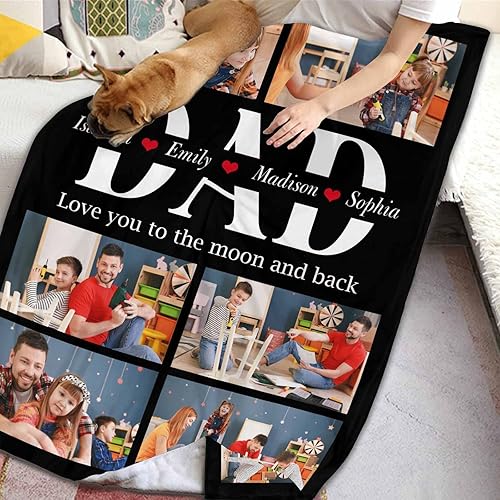 Miniatura 6 de Manta personalizada con imagen Love You to The Moon and Back, ligera, suave para todas las estaciones, regalo de ensueño, 6 fotos, 54 x 70 pulgadas