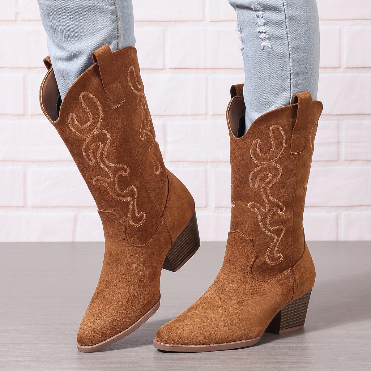 Bandkos Cowboy Boots for Women Cowgirl Mid Calf Western Embroidered... - Picture 63 of 70