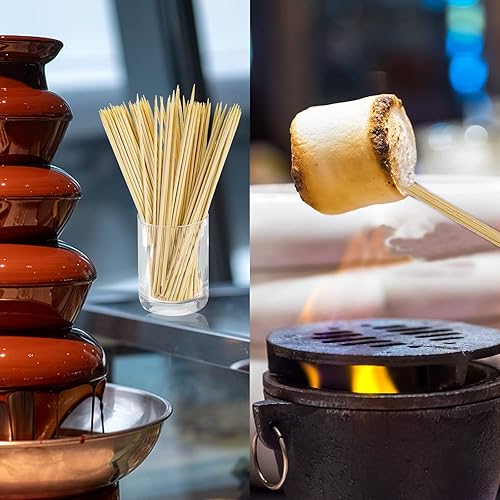 Miniatura 8 de Fasmov Paquete de 1000 brochetas de bambú natural, brochetas de bambú para aperitivos de barbacoa para parrilla, brochetas, frutas, aperitivos,