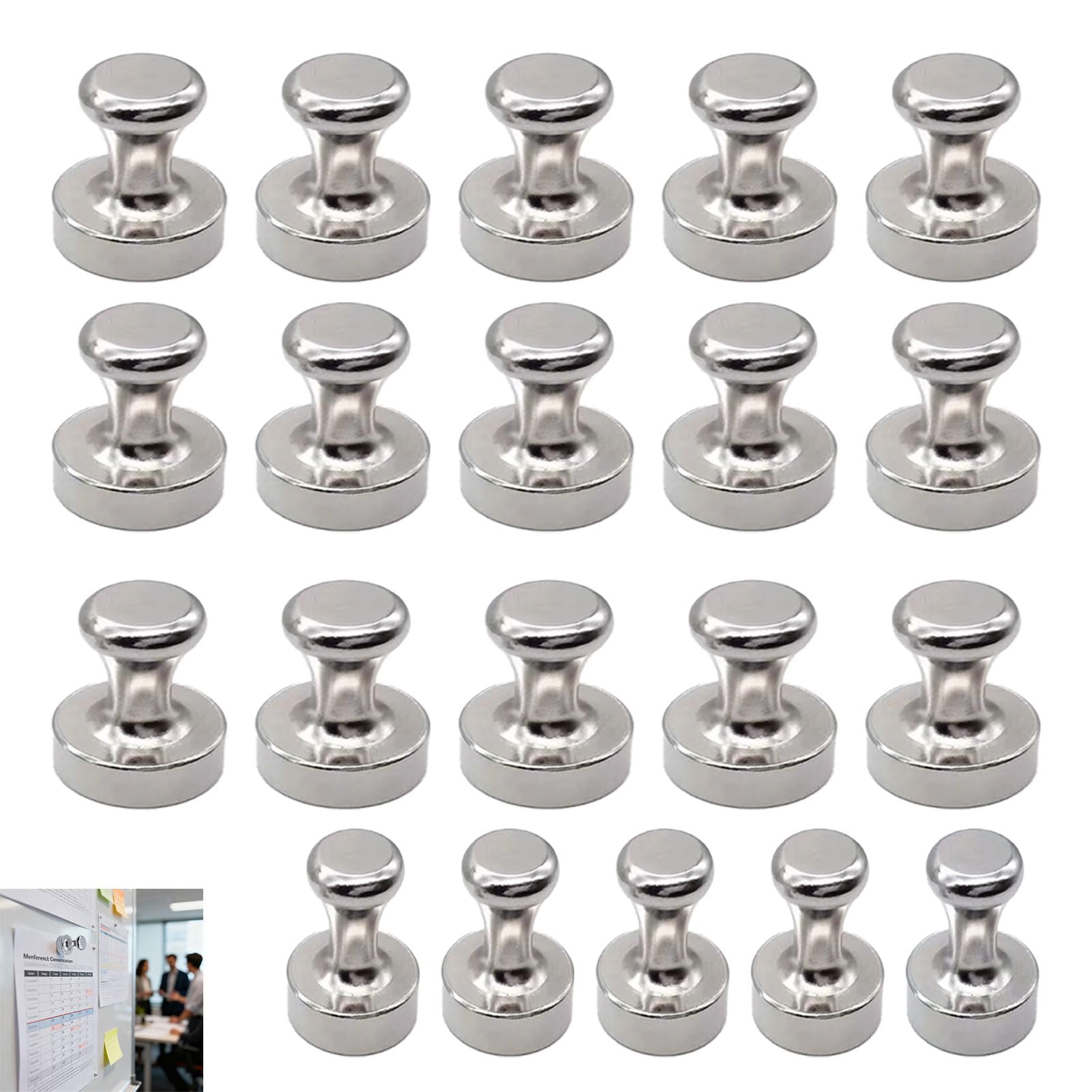 20 Pcs Fridge Magnets Strong, 12x16mm Neodymium Magnets Push Pins, Strong Magnetic Push Pins for Refrigerator Whiteboard & Office, Magnetic Thumb Tacks for Photos Maps DIY Projects