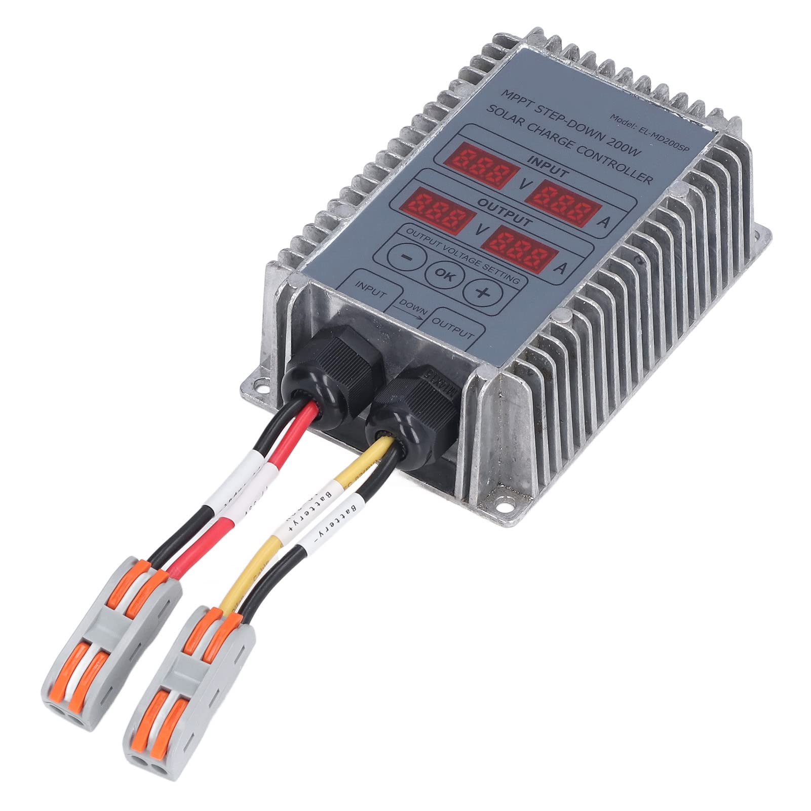 Controlador de Carga Solar, Regulador MPPT Ajustable de 10 a 30 V con Panel LCD para Cargadores Solares y Farolas (200W)